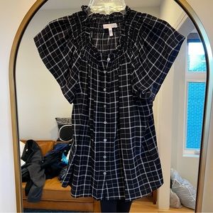 Rebecca Taylor 100% silk plaid top